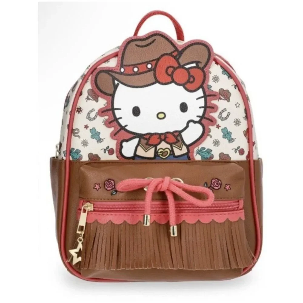 Hello Kitty Western Cowgirl Mini Backpack Fringe Bow Little Girls Toddler NWT